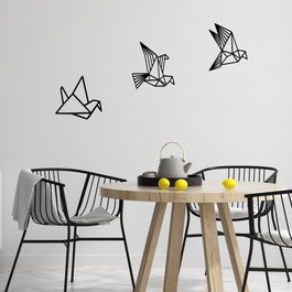 Wallity Oragami Accesorio de Pared de Madera Decorativa Negro Pack de 3